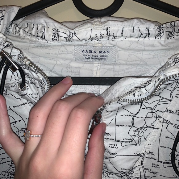 Zara Map Oversized Rain Jacket/Hoodie - Picture 3 of 6